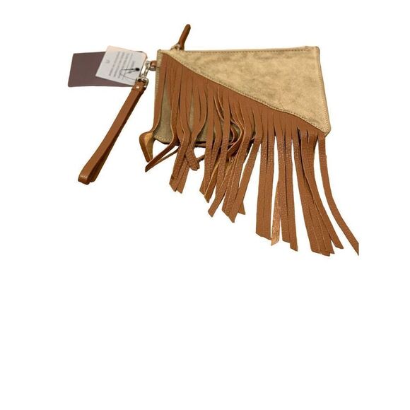 Etienne Aigner Suede Leather Moda Fringe Pouch - Picture 2 of 4